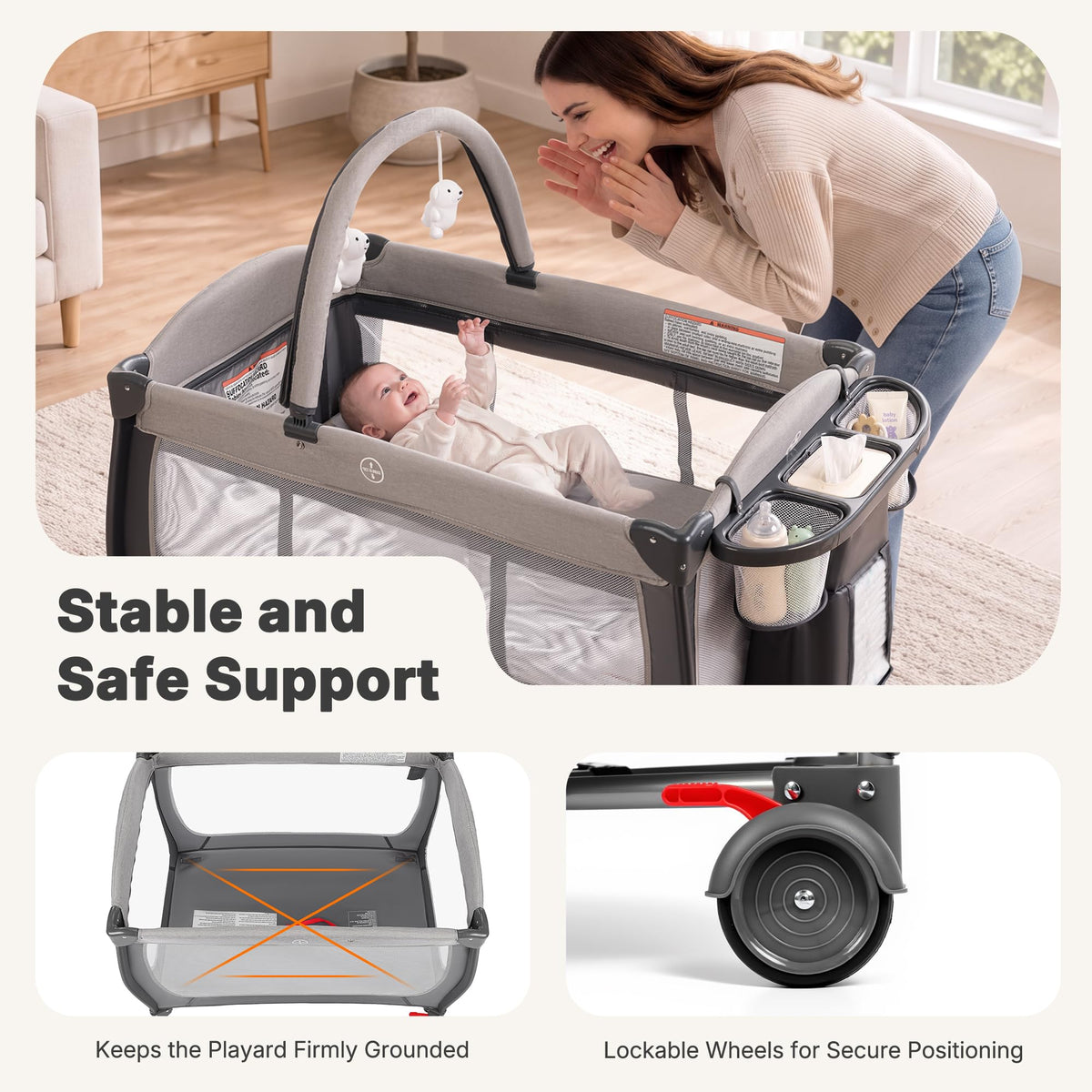 4-in-1 Pack and Play with Bassinet, Gray A937990
