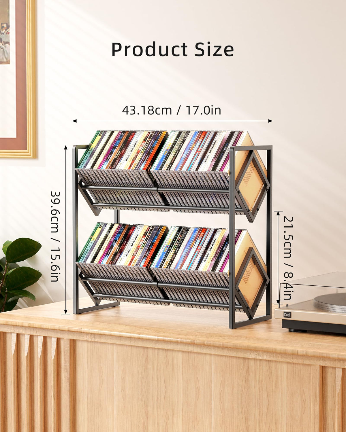 2-Tier Metal CD Storage Shelf with Adjustable Divider G3582