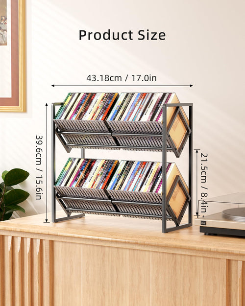 2-Tier Metal CD Storage Shelf with Adjustable Divider G3582