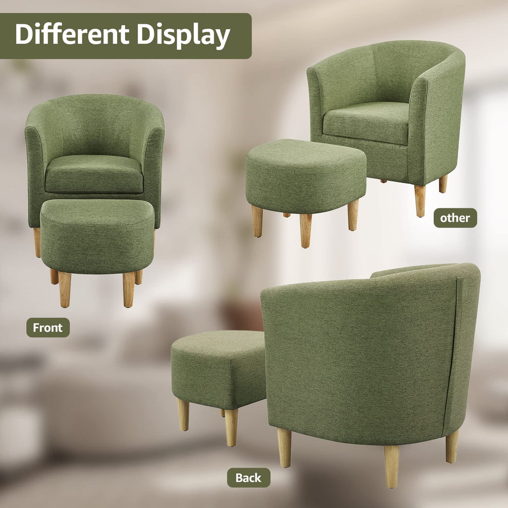 Green Accent Chair with Ottoman L8787
