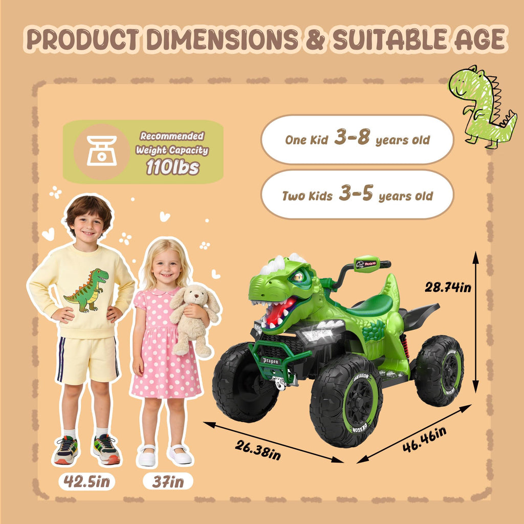 24V 2-Seater Ride on ATV with Parental Control B832
