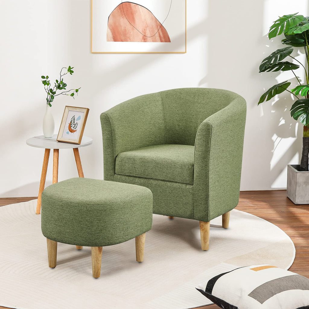 Green Accent Chair with Ottoman L8787