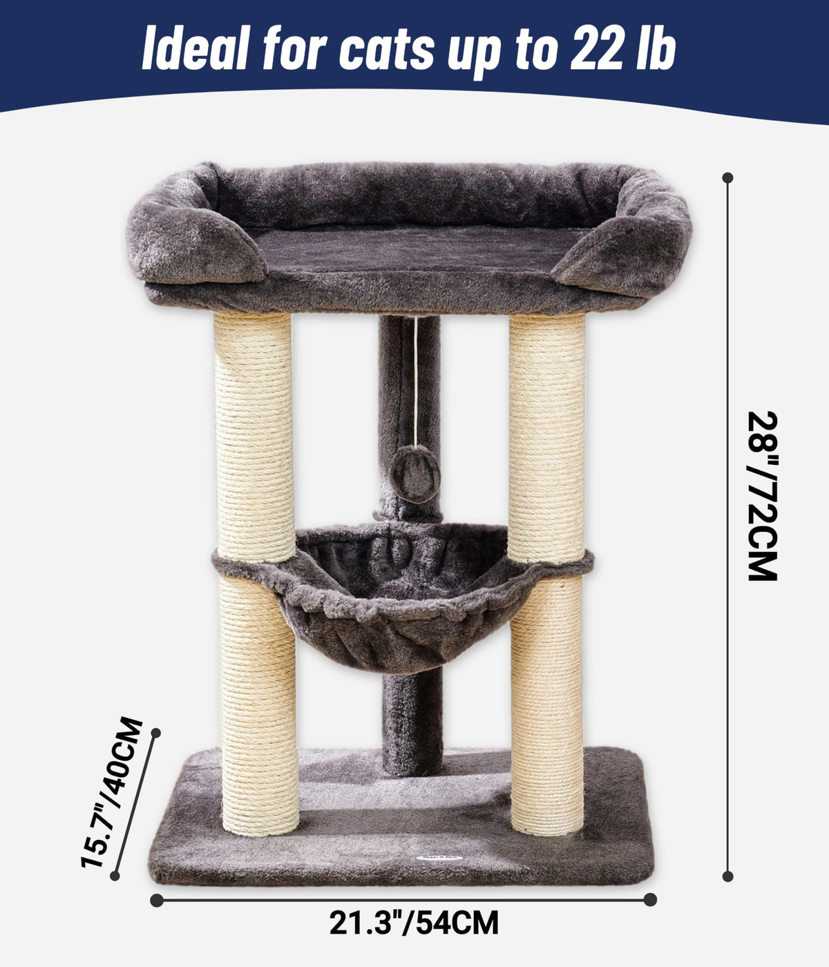 28" Cat Tree with Hammock and Removable Cover U842943