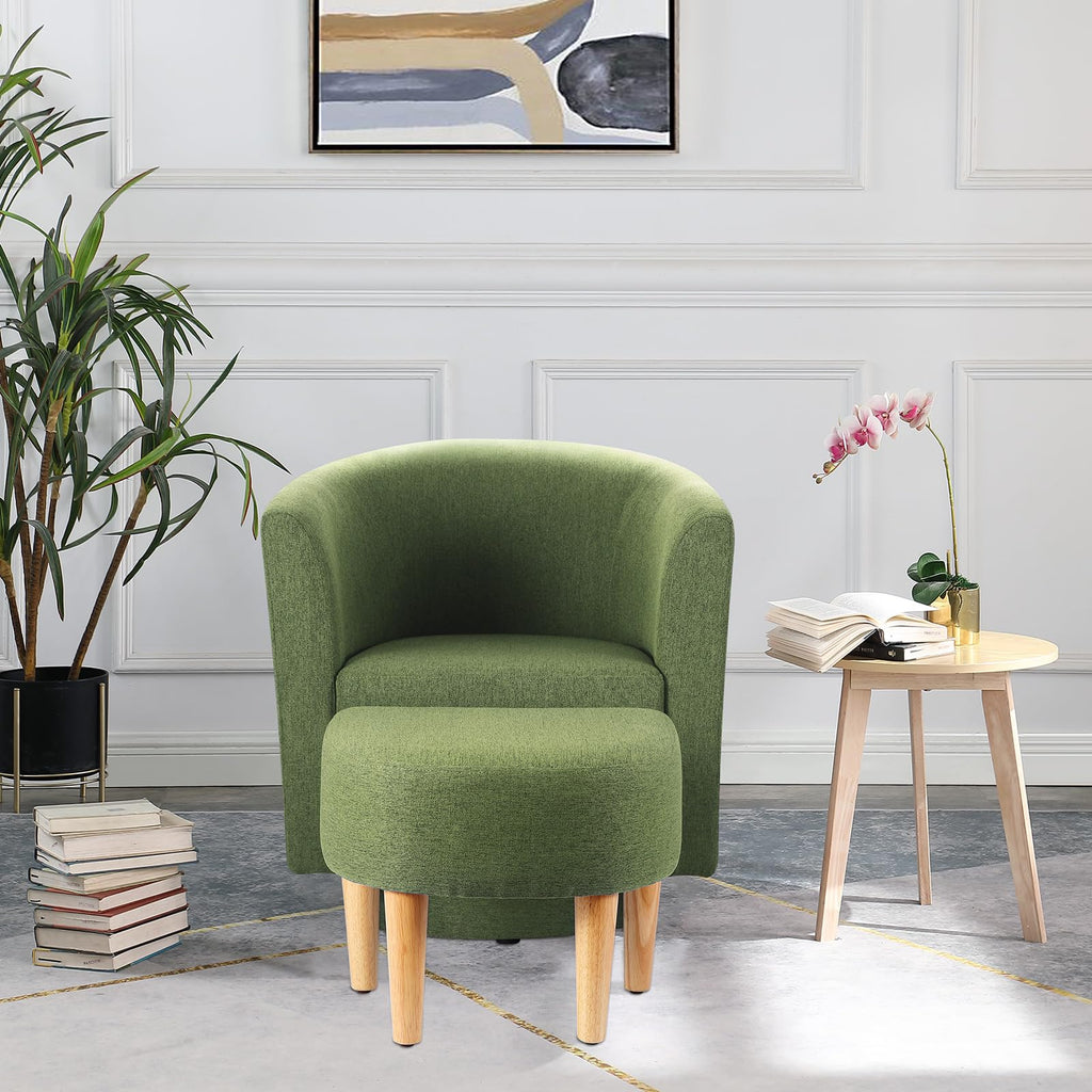 Green Accent Chair with Ottoman L8787