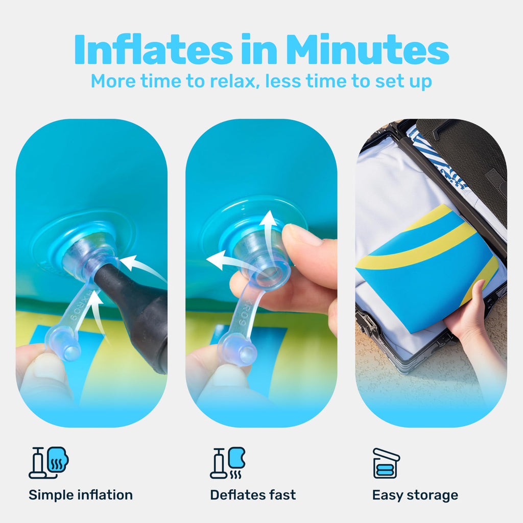 Blue Yellow Inflatable Pool Float Lounger P15557