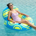 Blue Yellow Inflatable Pool Float Lounger P15557