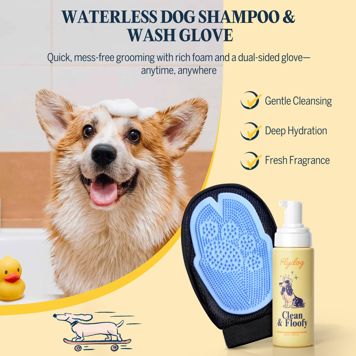 Dry Dog Shampoo with Glove No Rinse Spray Foam P16708