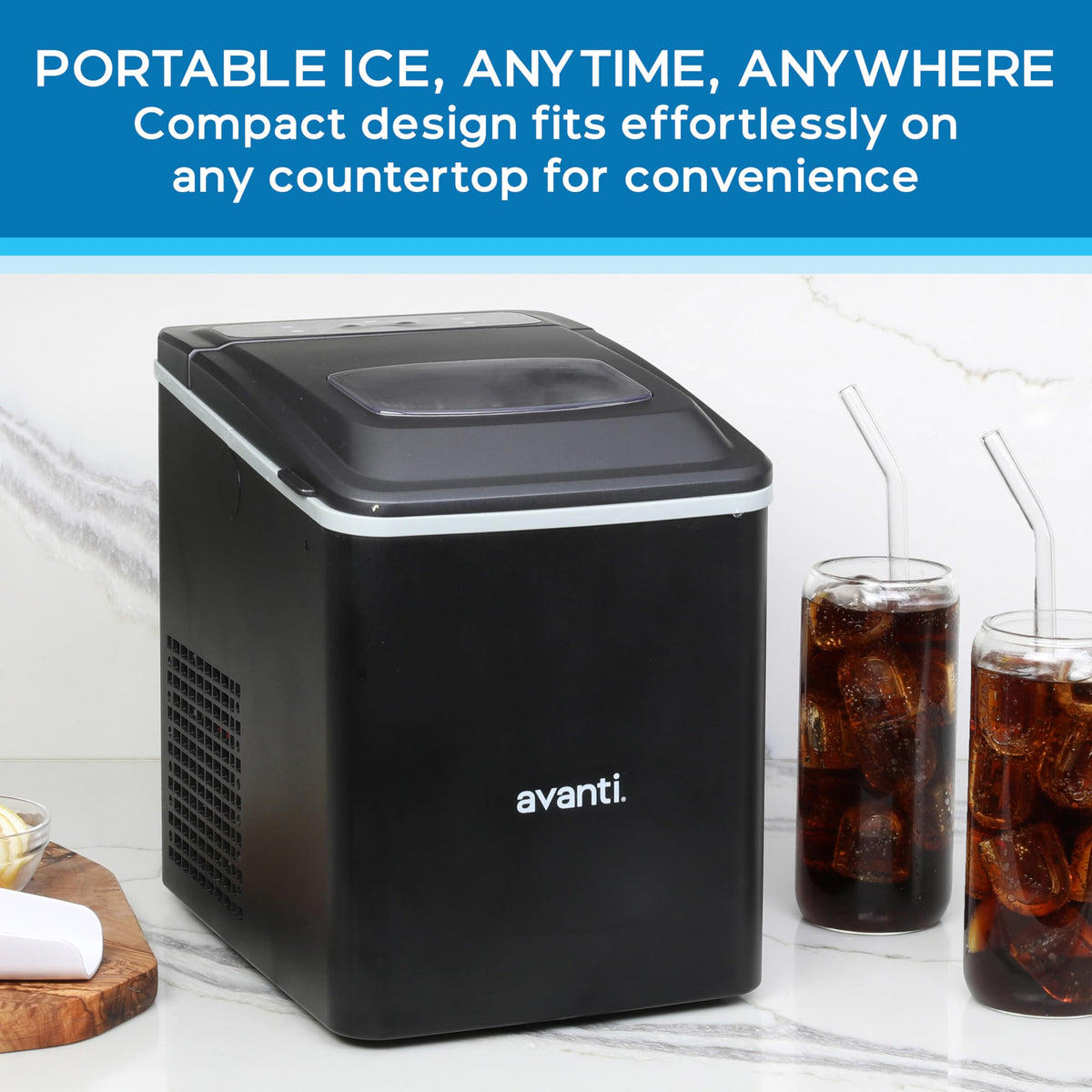 Black Countertop Ice Maker with Scoop H404