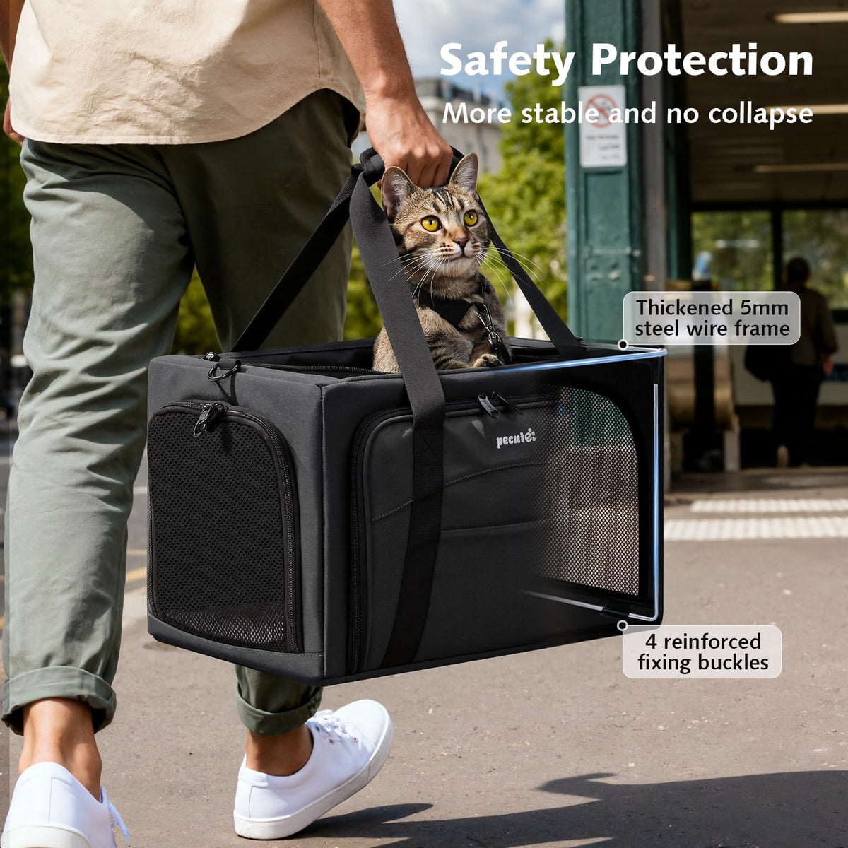 Expandable Dark Gray Cat Carrier C2283