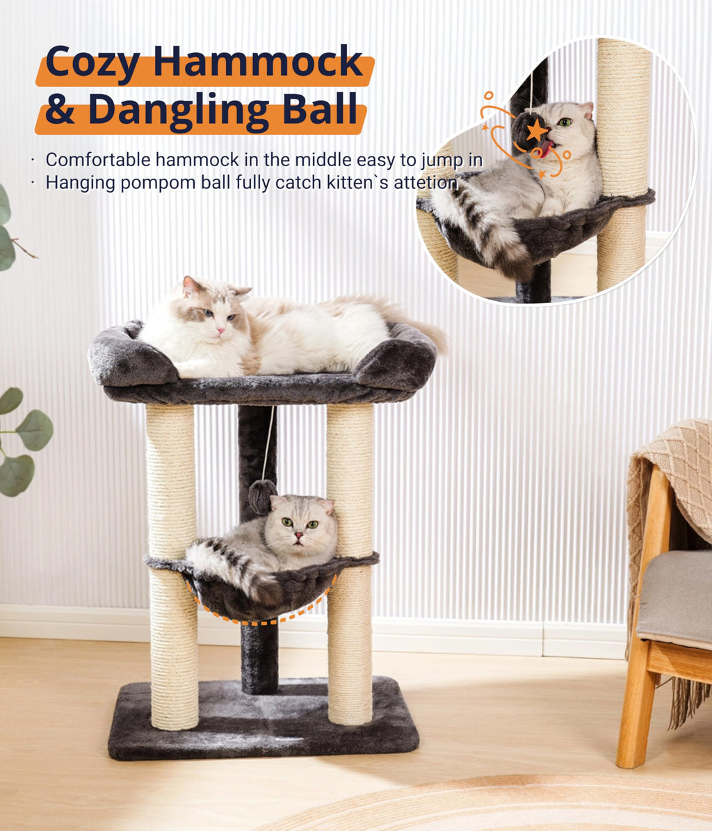 28" Cat Tree with Hammock and Removable Cover U842943