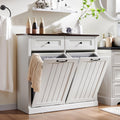 Double Tilt Out Laundry Hamper Cabinet Antique White M4108