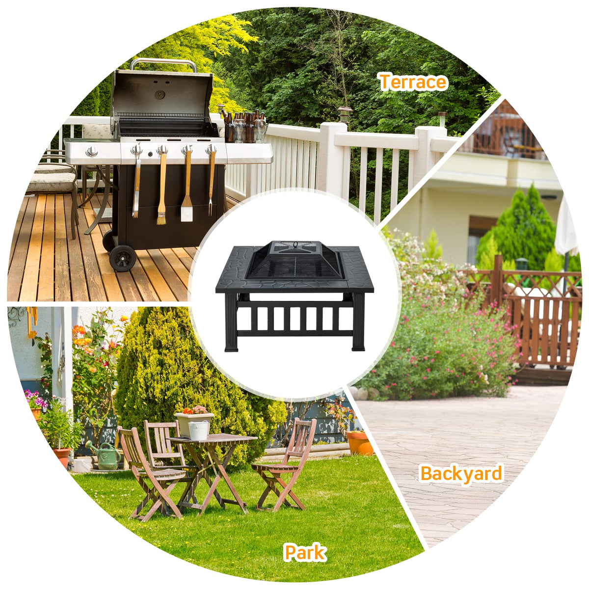 32 Inch Square Steel Wood Burning Fire Pit L71430