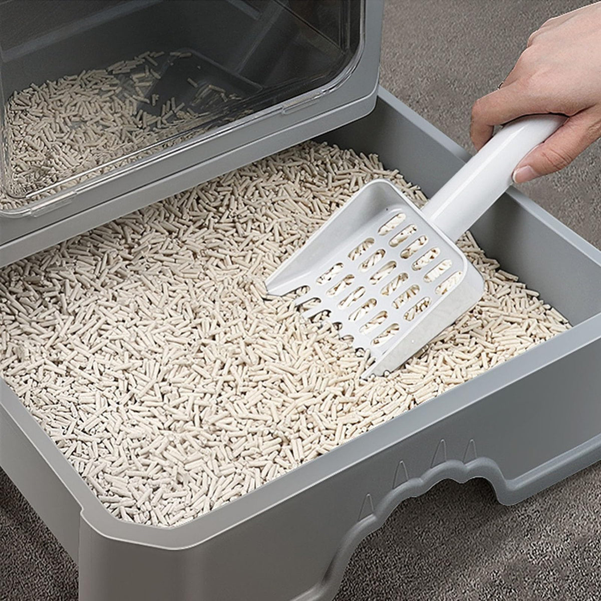 Foldable Enclosed Cat Litter Box with Lid L661229