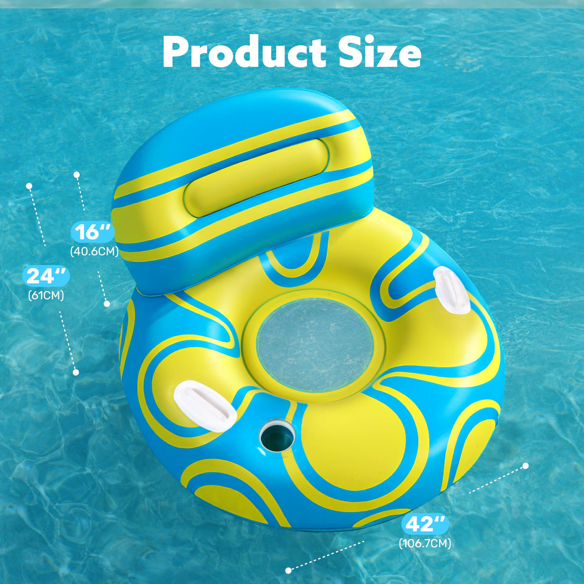 Blue Yellow Inflatable Pool Float Lounger P15557