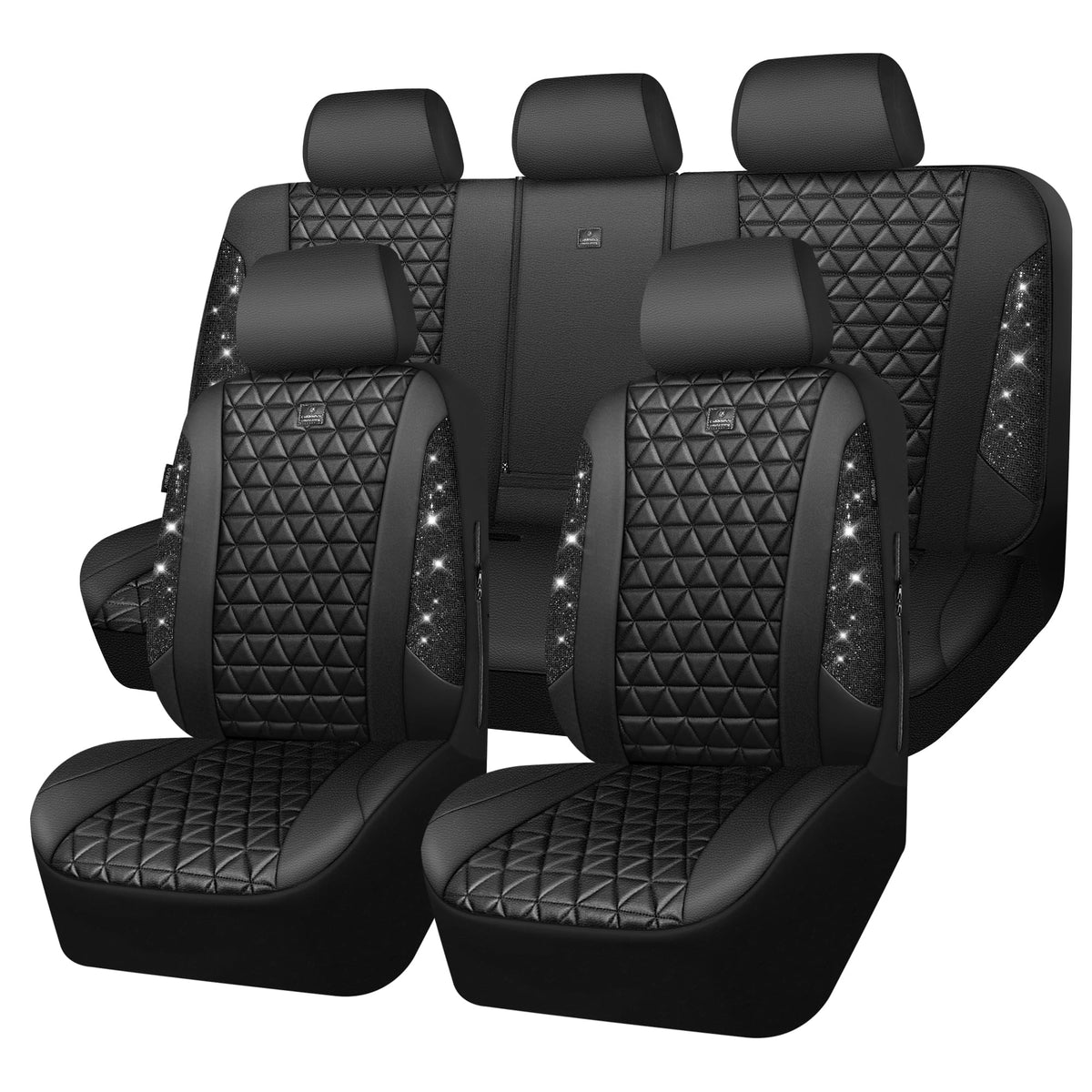 Black Leather Car Seat Covers Full Set U847