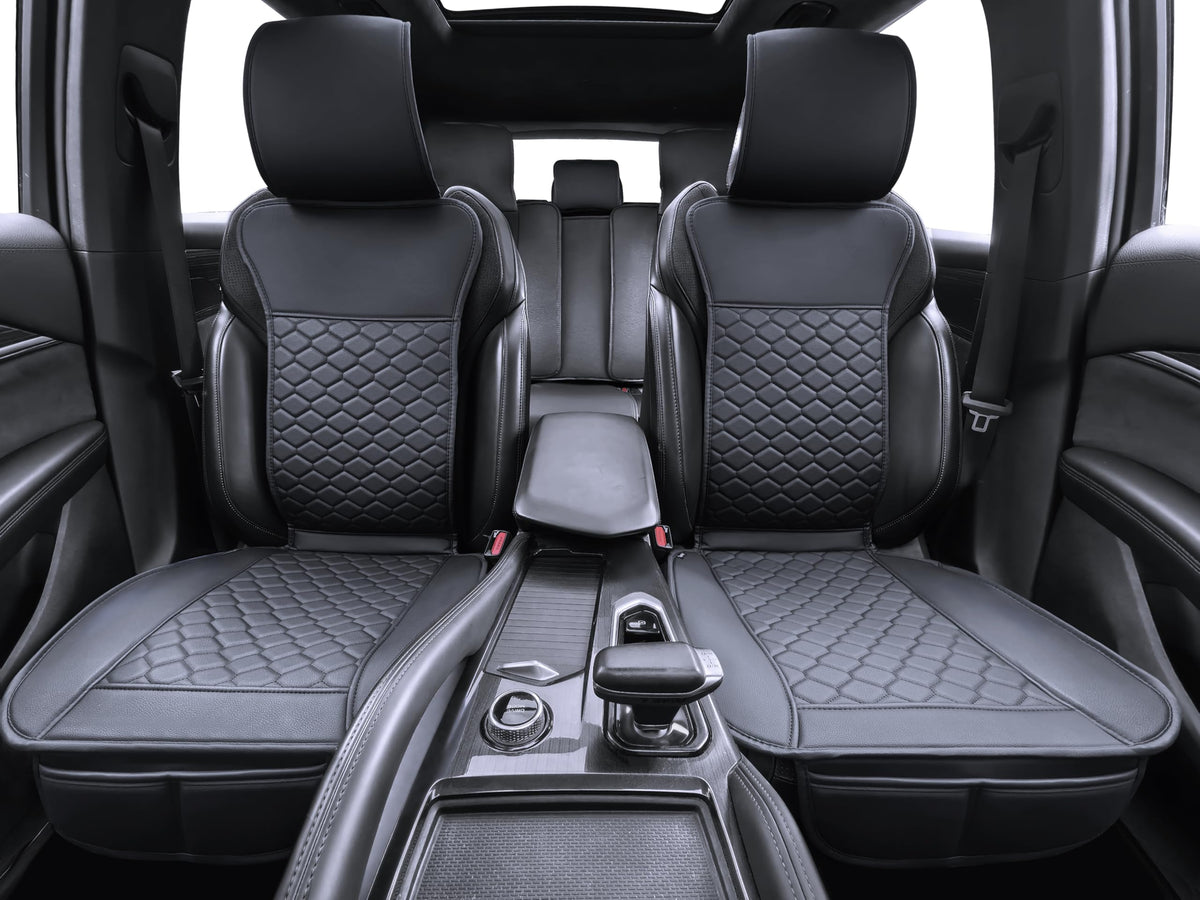 Leather Waterproof Car Seat Cover Full Set Black M9499