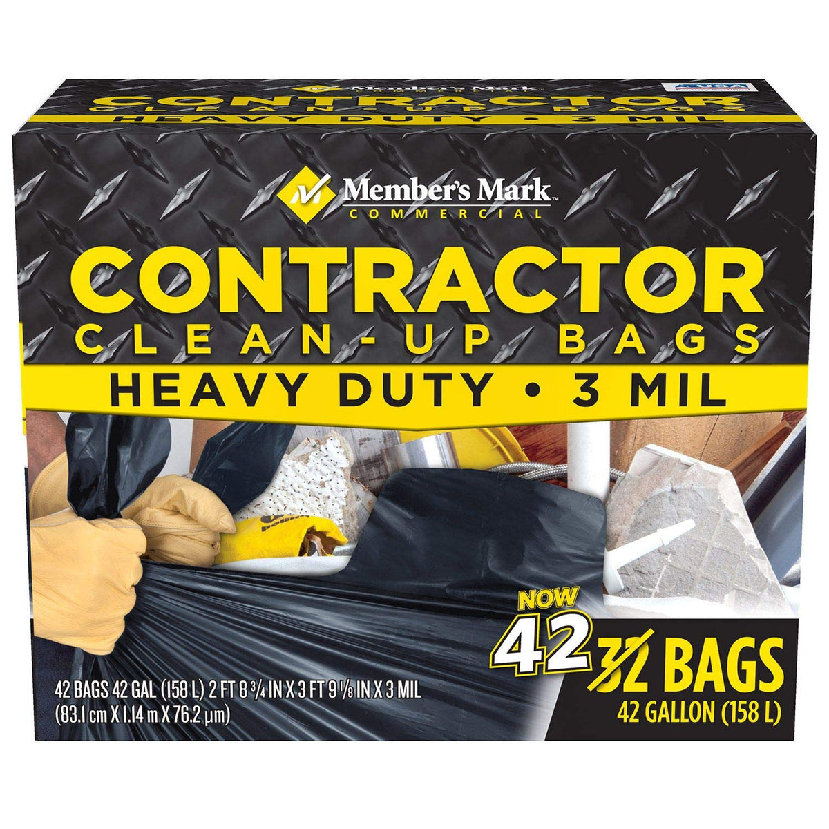Commercial Contractor Clean-up Trash Bags 42 Gal. 42 Ct. S94806