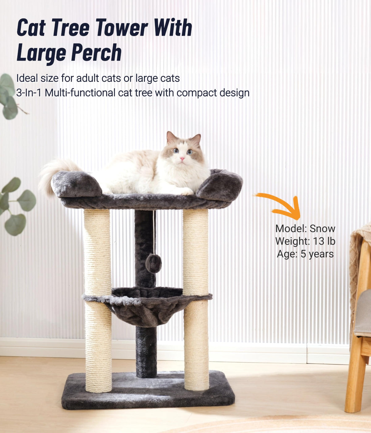 28" Cat Tree with Hammock and Removable Cover U842943