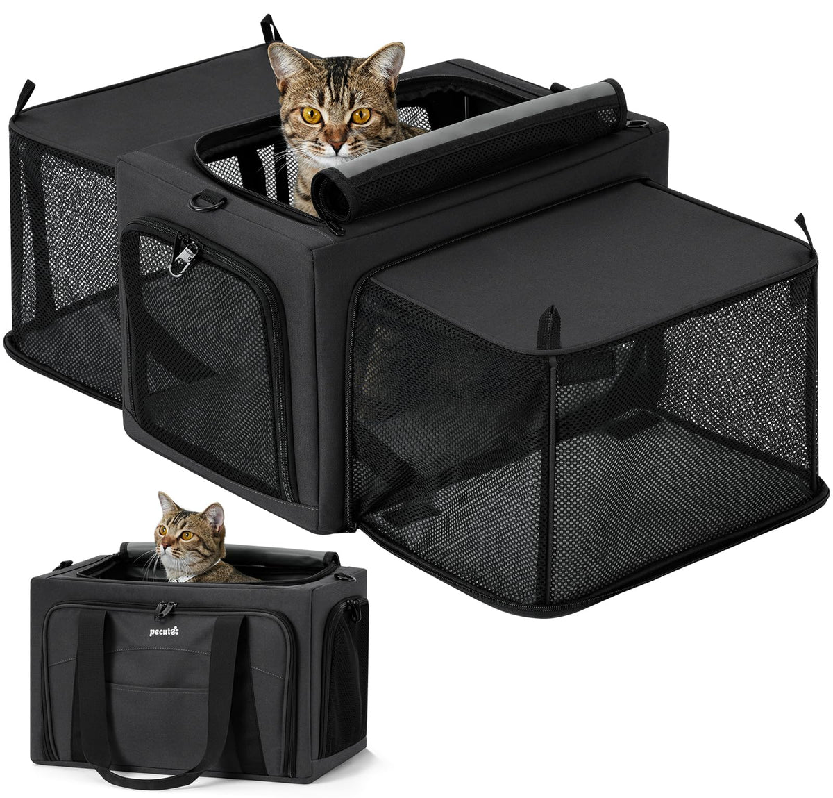 Expandable Dark Gray Cat Carrier C2283