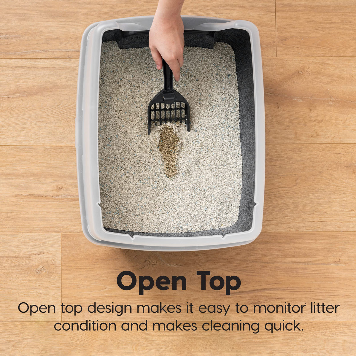 High Sided Cat Litter Box with Scatter Shield, Black H88300
