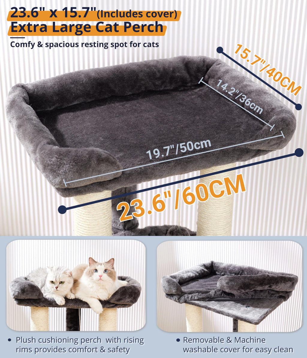 28" Cat Tree with Hammock and Removable Cover U842943