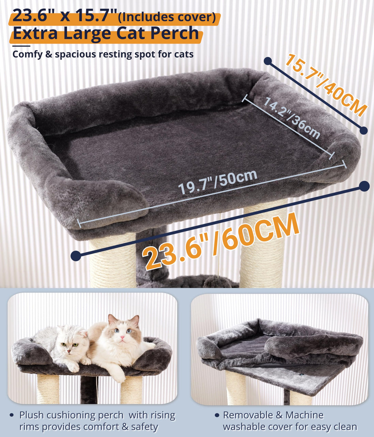28" Cat Tree with Hammock and Removable Cover U842943