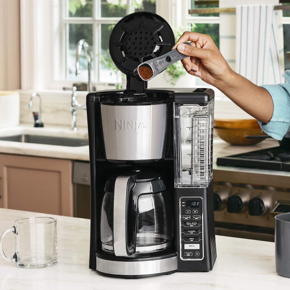 12-Cup Programmable Coffee Maker with 60 oz. Water Reservoir, Black/Stainless Steel X977