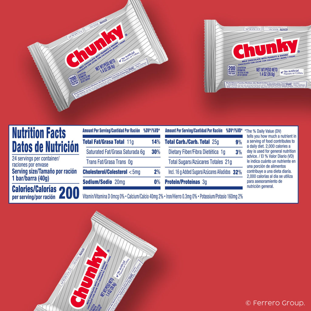 Chunky Milk Chocolate Candy Bars 24 Pack 33.6 Oz K62409