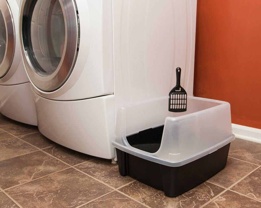 High Sided Cat Litter Box with Scatter Shield, Black H88300
